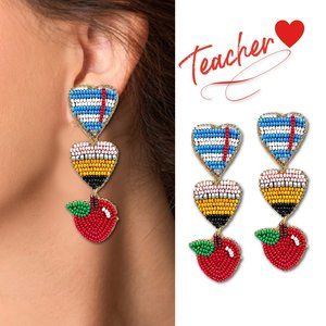 Beaded School Teacher Appreciation Gift Drop Dangle Earrings - BRAND NEW